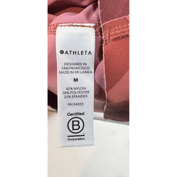 Athleta Pinnacle Cropped Hoodie Top Medium Red Mantra Print Thumb Holes - Picture 7 of 8